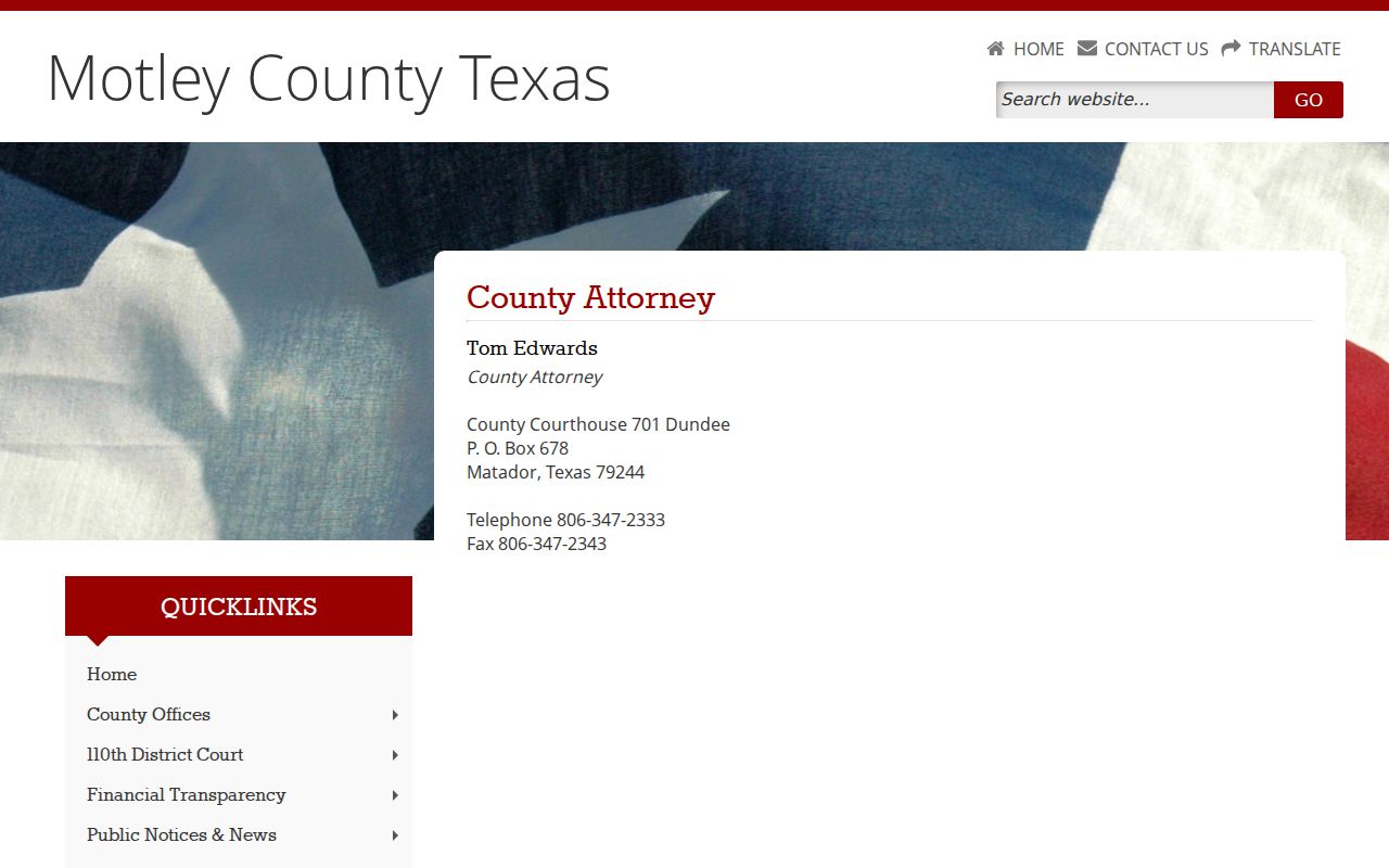 Motley County misdemeanor criminal court case contact