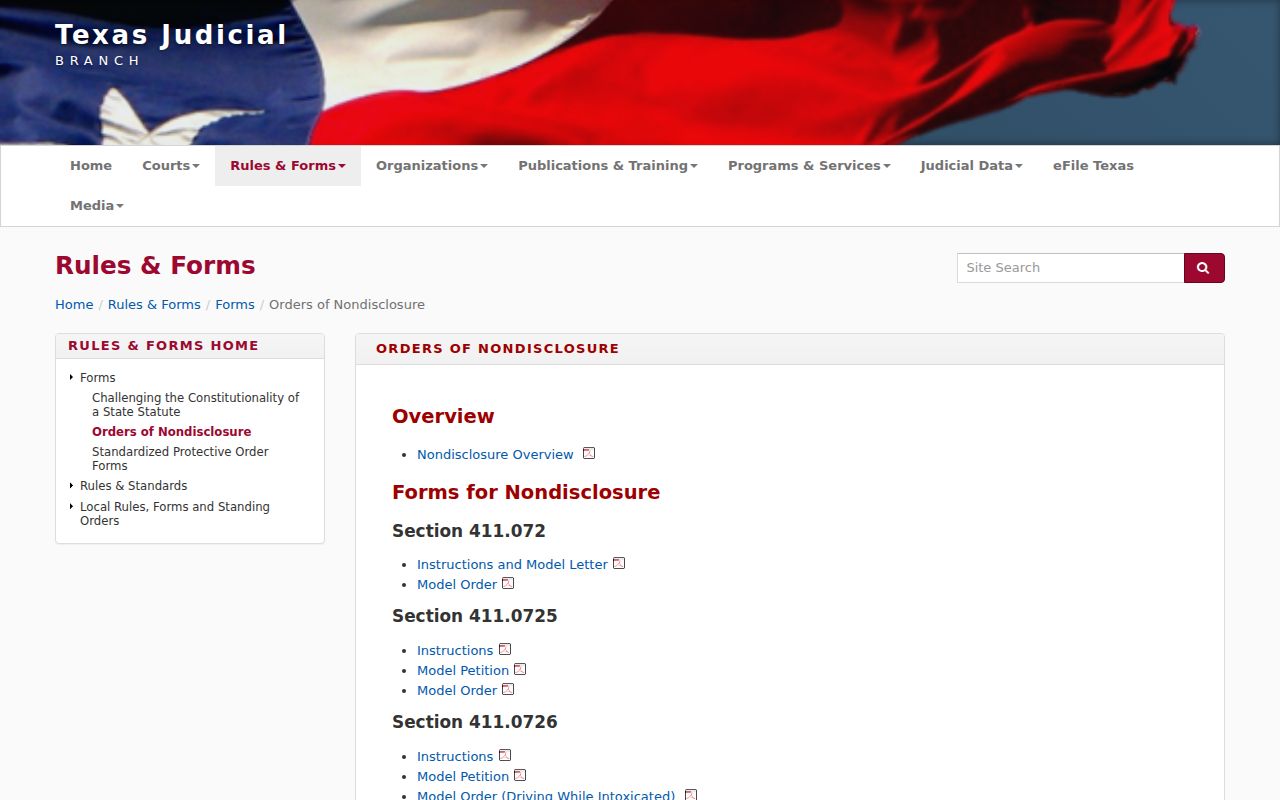 Motley County sex offender record access contrast with Texas nondisclosure forms