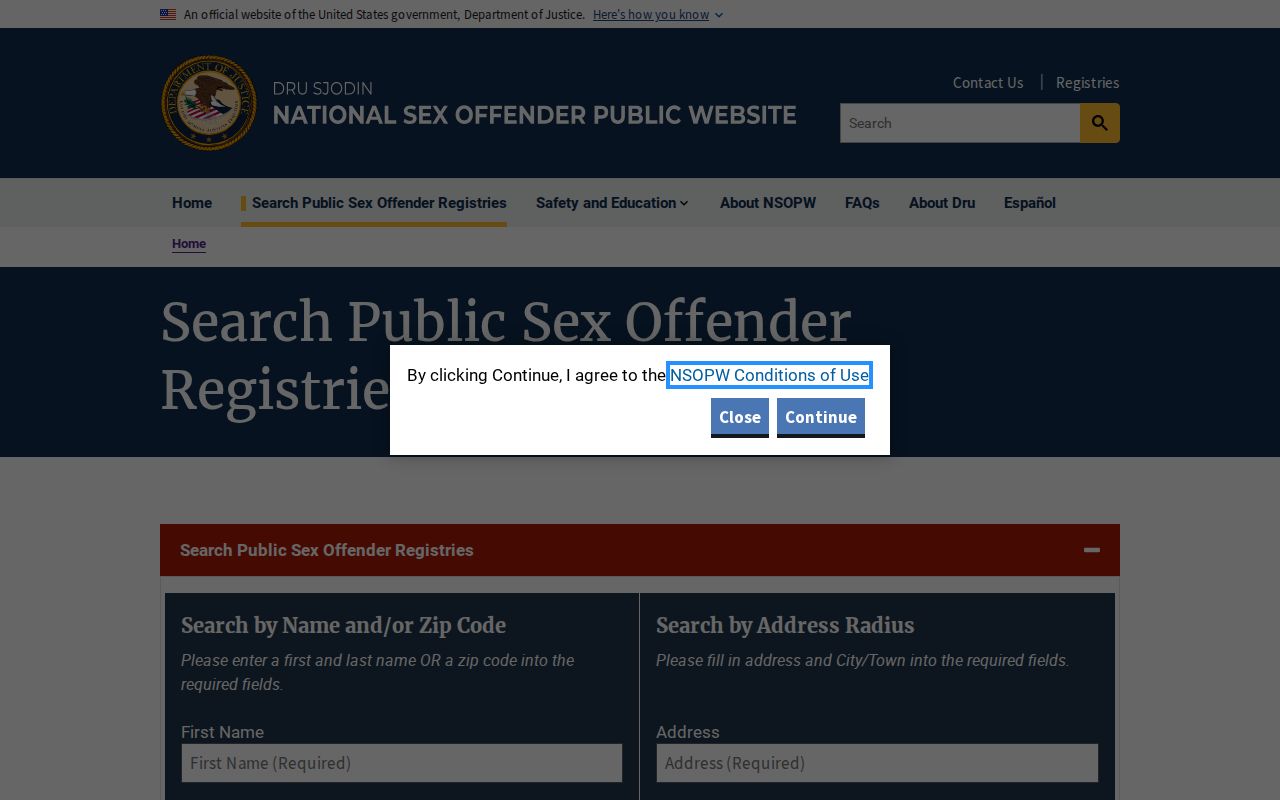 National NSOPW search used with a Motley County sex offender check