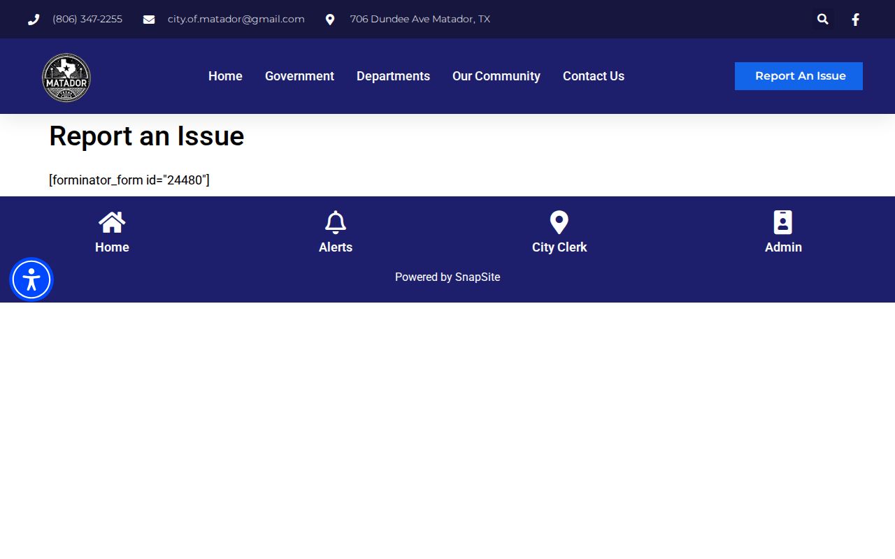 Matador service issue form that is not a criminal records request