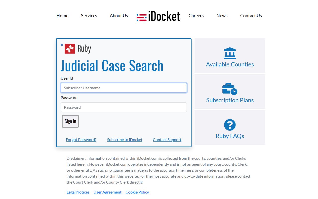 iDocket sign-in for Roaring Springs criminal court record access