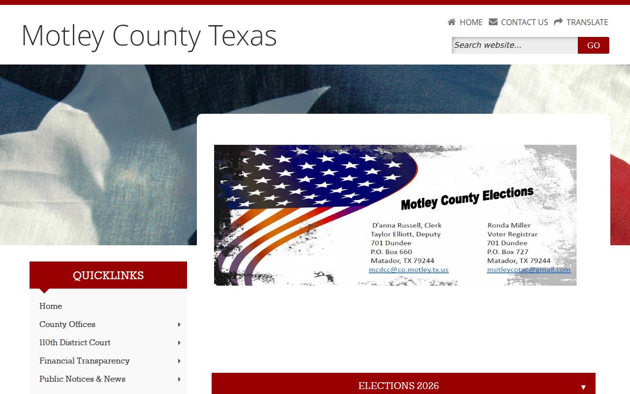 Official county election page anchoring Roaring Springs criminal history context